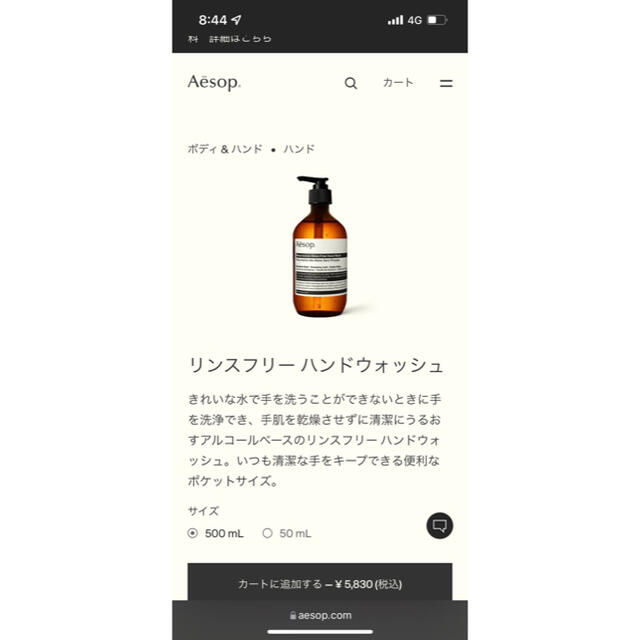 Aesop(イソップ)のイソップ　リンスフリーハンドウォッシュ コスメ/美容のコスメ/美容 その他(その他)の商品写真