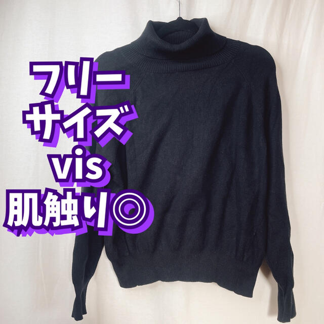 ViS(ヴィス)のフリーサイズ ML 肌触り◎ vis 黒ニット　長袖セーター レディースのトップス(ニット/セーター)の商品写真