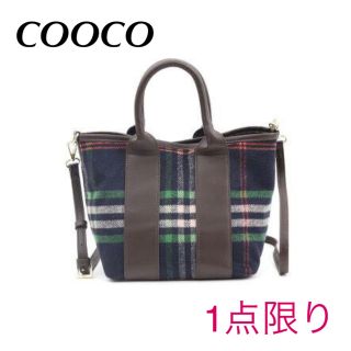 クーコ(COOCO)の新品51286　クーコ  2WAYチェックトートバッグ レディース  ネイビー(トートバッグ)