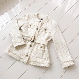 SNIDEL - Herlipto☆Cotton-blendBleltedtweedJacketの通販|ラクマ