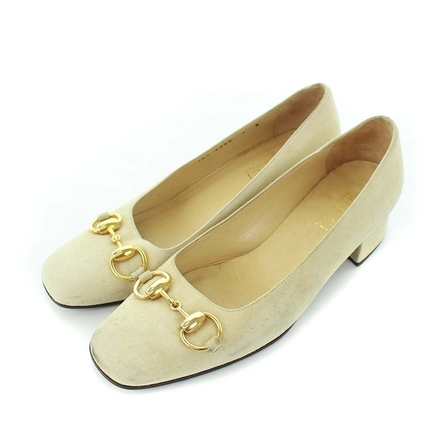 GUCCI】美品☆グッチGGロゴ柄ローヒールスクエアトゥパンプス- GUCCI】美品☆グッチGGロゴ柄ローヒールスクエアトゥパンプス-