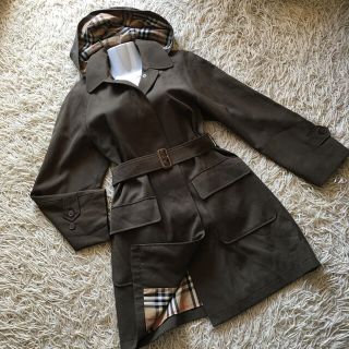 バーバリー(BURBERRY)の【美品】Burberry Londn ウールコート フード付き ノバチェック(ロングコート)