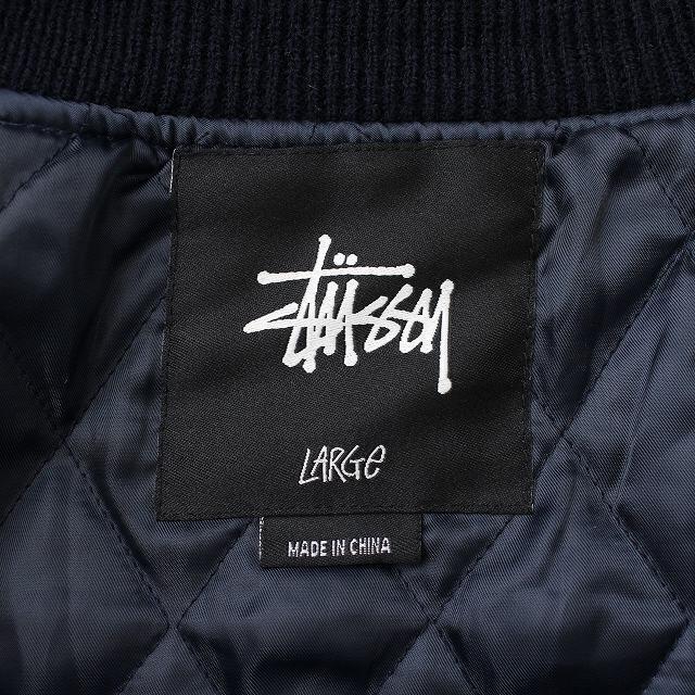 STUSSY(ステューシー)のステューシー STUSSY スタジャン ジャケット L 紺 ネイビー ■EC メンズのジャケット/アウター(スタジャン)の商品写真