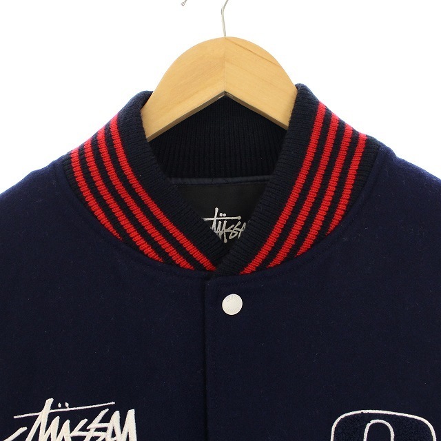 STUSSY(ステューシー)のステューシー STUSSY スタジャン ジャケット L 紺 ネイビー ■EC メンズのジャケット/アウター(スタジャン)の商品写真