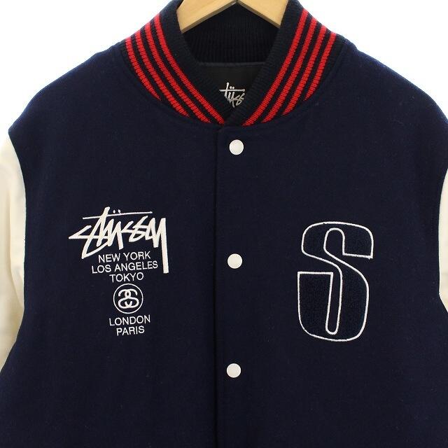 ステューシー STUSSY スタジャン ジャケット L 紺 ネイビー □EC