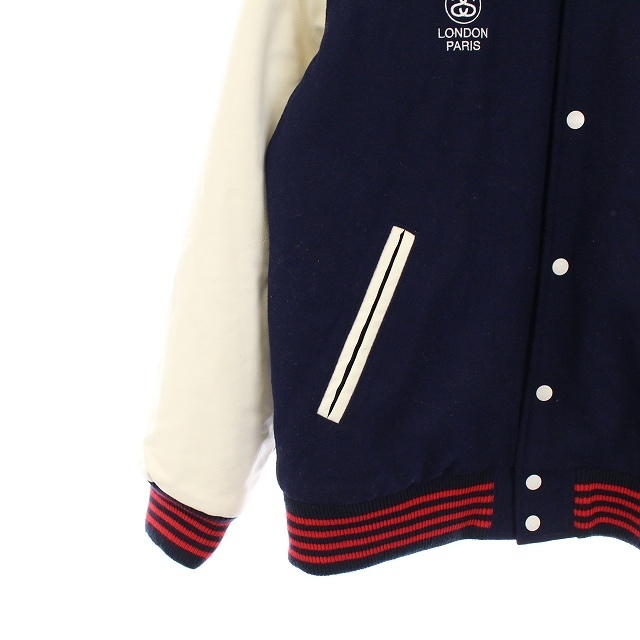 STUSSY(ステューシー)のステューシー STUSSY スタジャン ジャケット L 紺 ネイビー ■EC メンズのジャケット/アウター(スタジャン)の商品写真