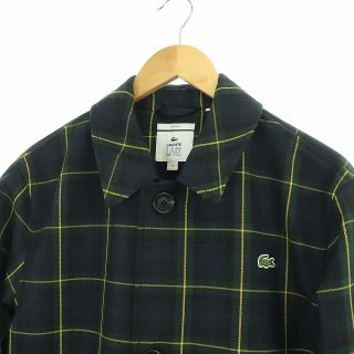 【L】定価７万■新品■現行品■LACOSTE■レトロチェック柄ウールコート■緑