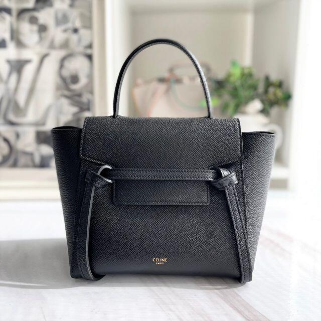 celine(セリーヌ)の美品★　セリーヌ　ベルトバッグ　ナノ　ブラック　新ロゴ レディースのバッグ(ハンドバッグ)の商品写真