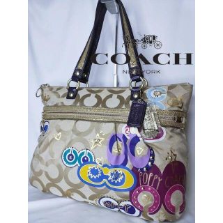 コーチ(COACH)の【COACH】オプアート トートバッグ POPPY ラメ プリント 15307(トートバッグ)