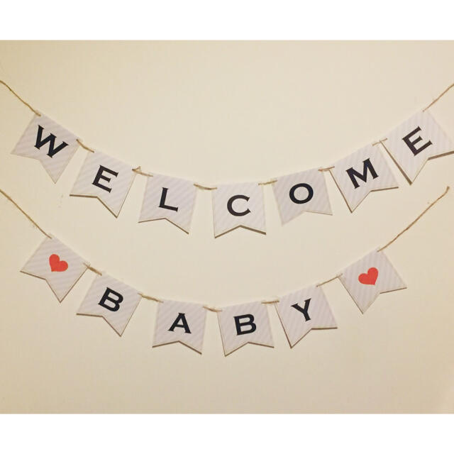 ベビーシャワー　マタニティフォトに♡welcome babyガーランド　写真飾り キッズ/ベビー/マタニティのマタニティ(その他)の商品写真