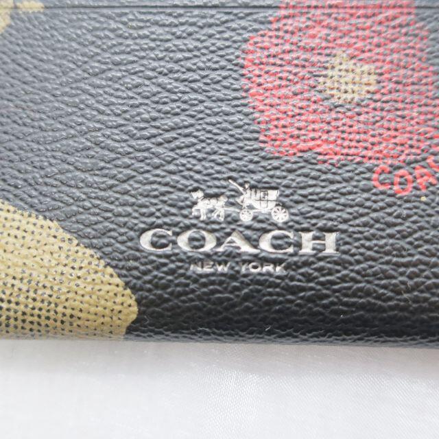COACH(コーチ)の希少　COA　カードケース　レザー　ブラック　花柄 レディースのファッション小物(名刺入れ/定期入れ)の商品写真