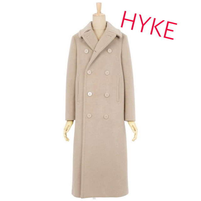 【新品同様】HYKE ダブルブレスト ウール メルトン ロングコート | フリマアプリ ラクマ