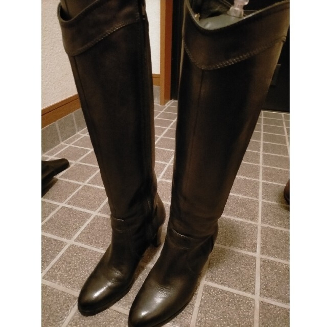 ロングブーツ　黒　革 レディースの靴/シューズ(ブーツ)の商品写真
