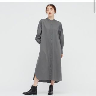 ユニクロ(UNIQLO)の専用  UNIQLO コットンギャザーロングシャツワンピース XS(ロングワンピース/マキシワンピース)