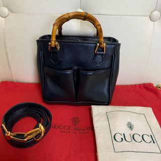 グッチ(Gucci)の未使用　GUCCI オールド　グッチ バンブー　ミニ　2way  バッグ　黒(ショルダーバッグ)