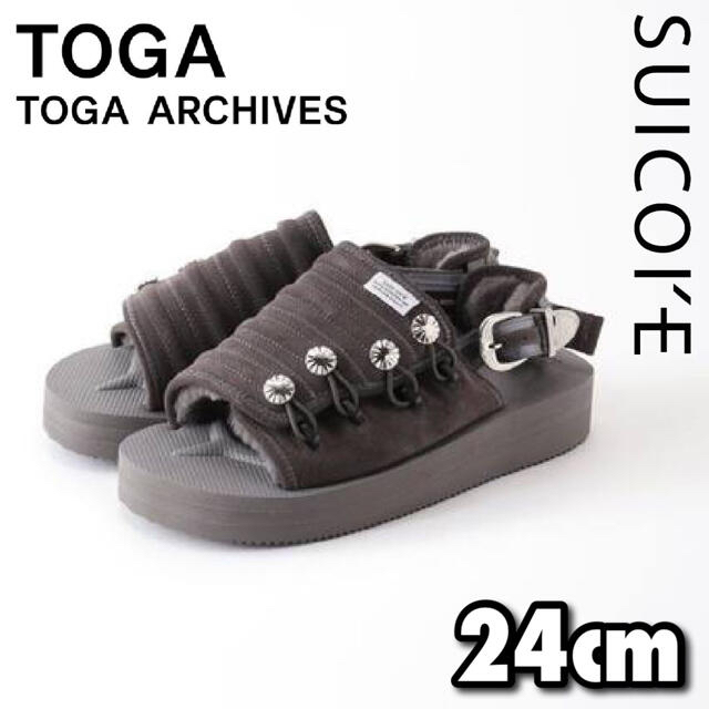 新品 TOGA × SUICOKE 秋冬 ムートン サンダル 24cm グレー www