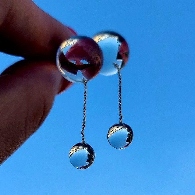 【雨粒の詩】(ショートタイプ)　雨粒ピアス　雨粒イヤリング　レジンアクセサリー ハンドメイドのアクセサリー(ピアス)の商品写真