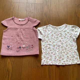 ブランシェス(Branshes)のチュニック　ベスト（90）花柄　半袖　Tシャツ（100）2点セット(Tシャツ/カットソー)