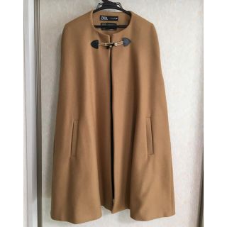 ザラ(ZARA)のZARA ポンチョ コート キャメル／L(ポンチョ)