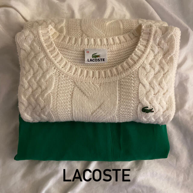 LACOSTE knit ＋ green pants