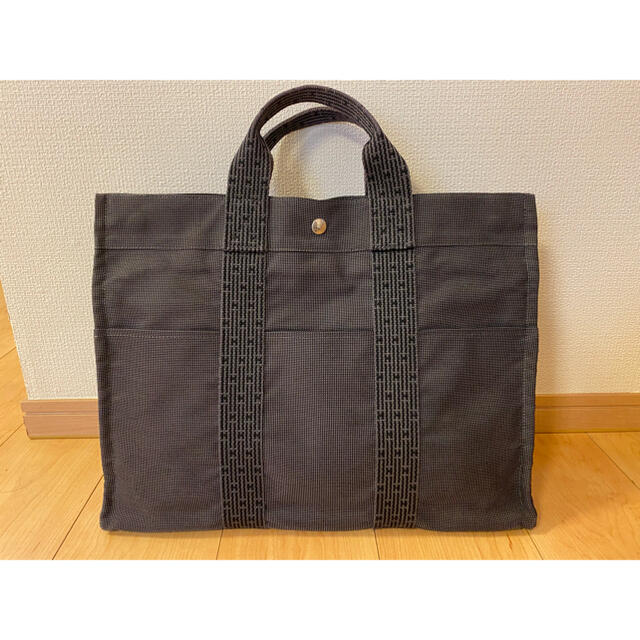 ☆美品☆ HERMES トートバッグ A4収納 エールライン MM グレー-