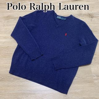 ポロラルフローレン(POLO RALPH LAUREN)のポロラルフローレン　Vネック　ニットセーター　ロゴ刺繍　羊毛　ネイビー　ゴルフ(ニット/セーター)