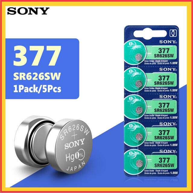 【開店記念セール！】SONY ソニー 時計電池 SR626SW (377) 5個。