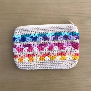 【ハンドメイド】リフ編みポーチの通販 by ゆめみるうさぎ|ラクマ