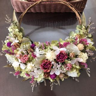 バラと紫陽花のリース♡ドライフラワーリース(ドライフラワー)