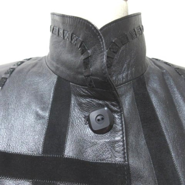 other(アザー)のnaturel レザー コート 黒 ブラック スタンドカラー リボン ライン 4 レディースのジャケット/アウター(その他)の商品写真