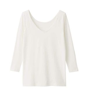 ムジルシリョウヒン(MUJI (無印良品))の無印良品:綿であったかVネック 八分丈Tシャツ(アンダーシャツ/防寒インナー)