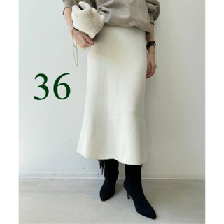アパルトモンドゥーズィエムクラス(L'Appartement DEUXIEME CLASSE)のL'Appartement Knit Flare Skirt ホワイト 36(ロングスカート)