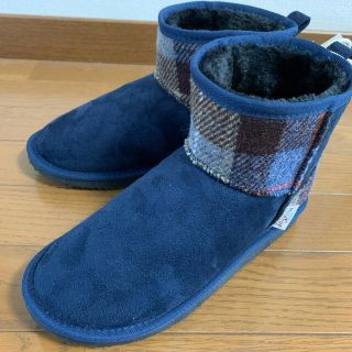 ハリスツイード(Harris Tweed)のハリスツイード　ムートンブーツ(ネイビー)(ブーツ)