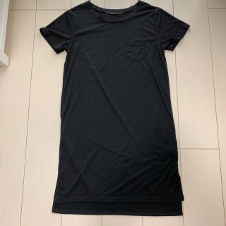 Tシャツワンピース、Tワンピ、チュニック、黒、L，美品(ひざ丈ワンピース)