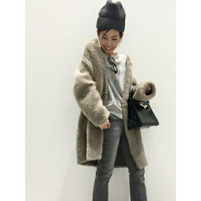 最新 DEUXIEME L'Appartement CLASSE ムートンノーカラーコート