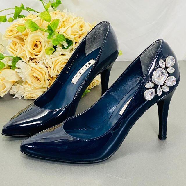 ☆美品 ビジュー☆DIANA 22.5cm パンプスハイヒール宝石レディース靴
