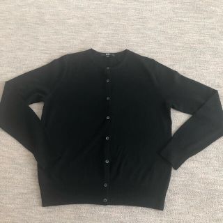 ユニクロ(UNIQLO)のUNIQLO★メリノウール★クルーネックカーディガン★Black(カーディガン)