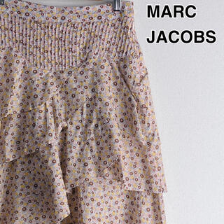 マークジェイコブス(MARC JACOBS)のMARC JACOBS 花柄 フリルスカート 膝丈 プリーツ M フレア 美品(ひざ丈スカート)