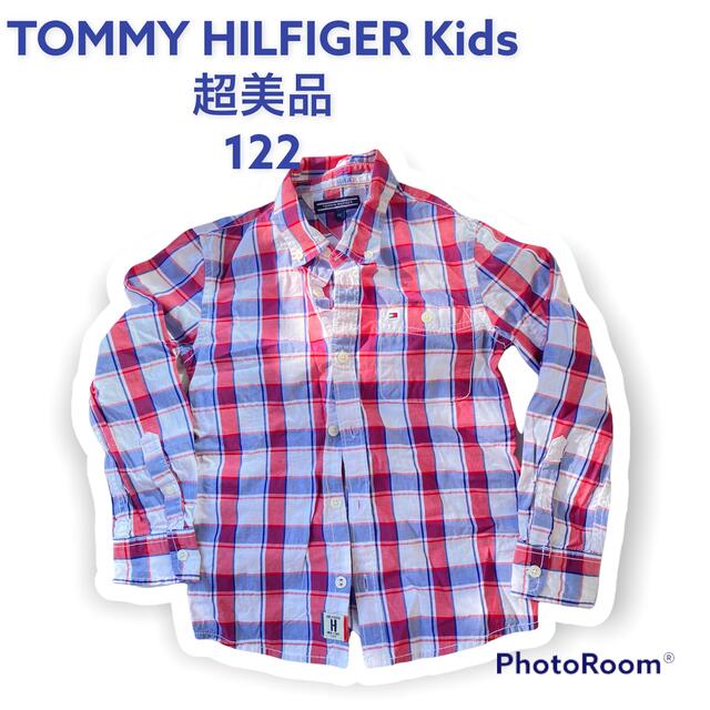 TOMMY HILFIGER(トミーヒルフィガー)の美品A●トミーヒルフィガーキッズ　シャツ120 赤 キッズ/ベビー/マタニティのキッズ服男の子用(90cm~)(ブラウス)の商品写真