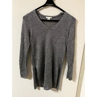 エイチアンドエム(H&M)の薄いVネックグレーラメチューニック(チュニック)