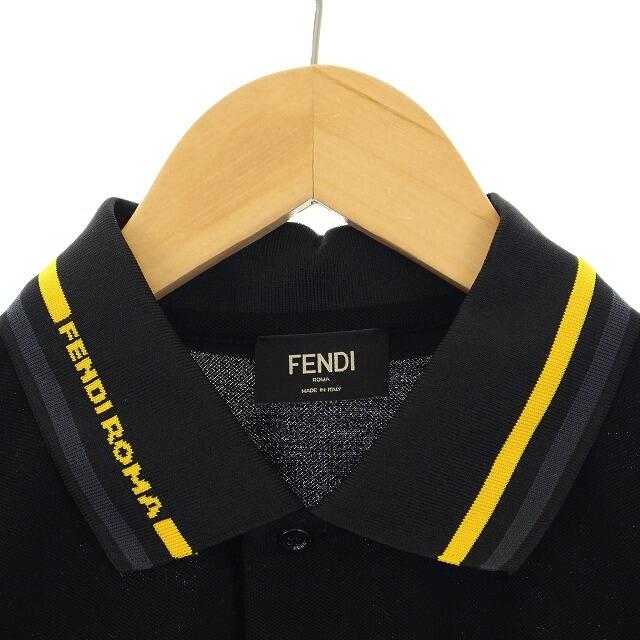 FENDI(フェンディ)のフェンディ 21AW 半袖 ポロシャツ ライン ロゴ 比翼ボタン M 黒 メンズのトップス(ポロシャツ)の商品写真