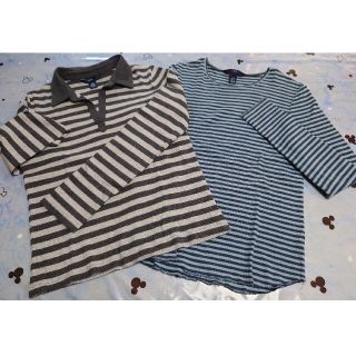 ギャップ(GAP)のGAP レディース トップス 長袖カットソー  Tシャツ ボーダー　２枚セット(Tシャツ(長袖/七分))