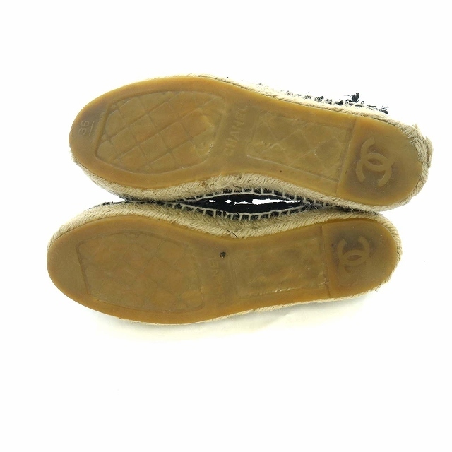 CHANEL(シャネル)のシャネル ココマーク エスパドリーユ スリッポン フラットシューズ 36 黒 レディースの靴/シューズ(その他)の商品写真