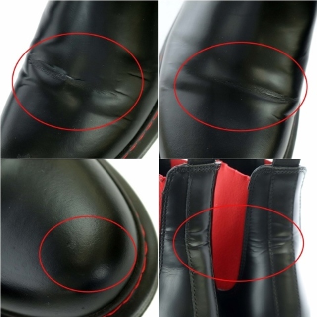 Alexander McQueen(アレキサンダーマックイーン)のアレキサンダーマックイーン サイドゴアブーツ ショートブーツ 24 黒 赤 レディースの靴/シューズ(ブーツ)の商品写真