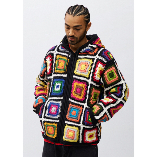 Supreme Crochet Hooded Zip Up Sweater