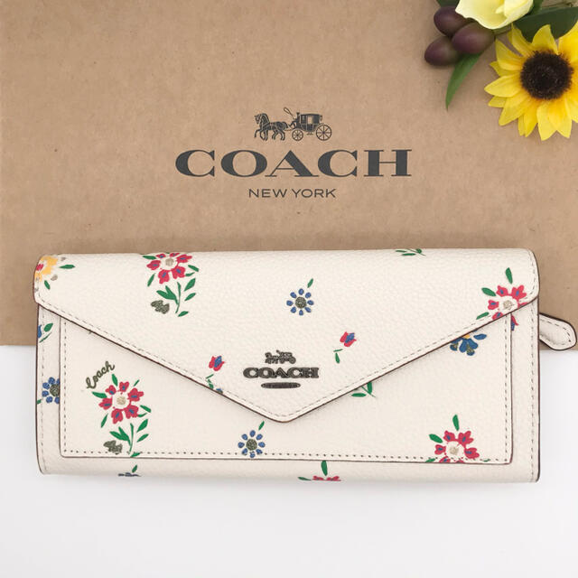 COACH 新品 長財布 大人気！ソフト ウォレット ウィズ ワイルドフラワー財布