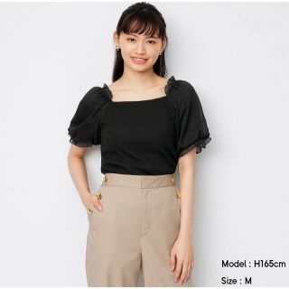 ジーユー(GU)のシアーボリュームスリーブT(半袖)(Tシャツ(半袖/袖なし))
