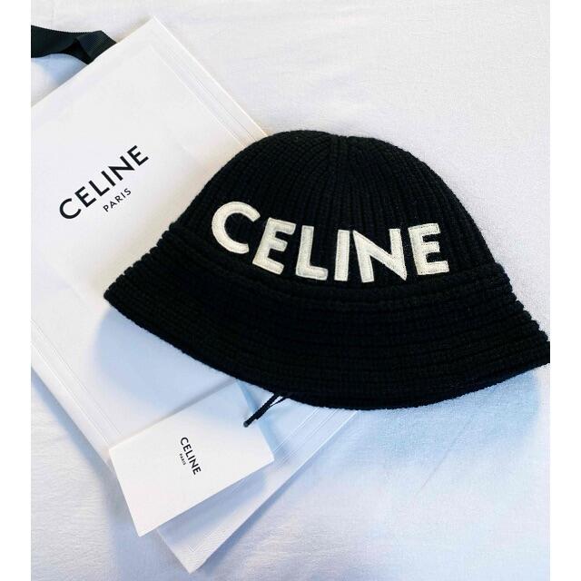 celine - 【CELINE】セリーヌ ロゴ クロシェハット シームレス　カシミア帽子　限定