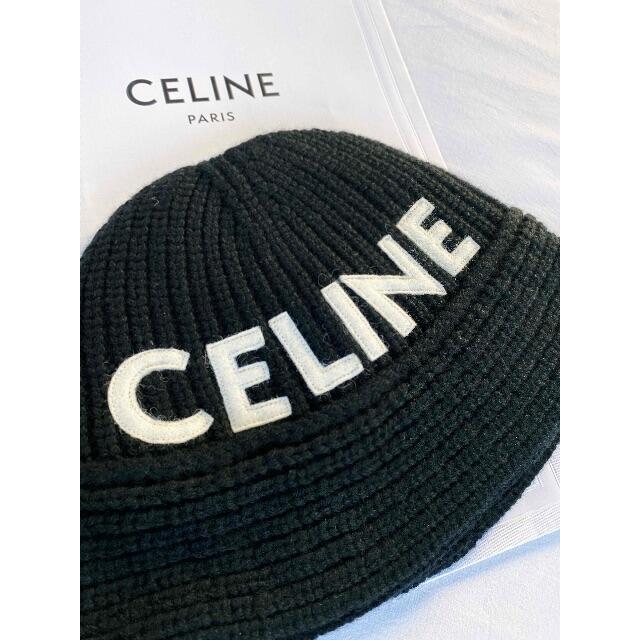 【CELINE】セリーヌ ロゴ クロシェハット シームレス　カシミア帽子　限定