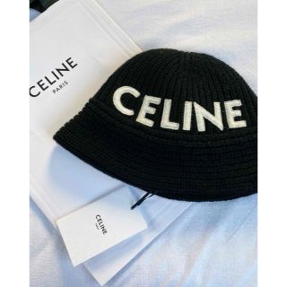 【CELINE】セリーヌ ロゴ クロシェハット シームレス カシミア帽子